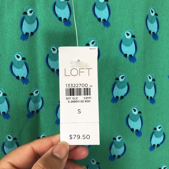 LOFT Sheath Dress Parrot Print 3/4 Sleeve Office Work Kitchy Small NWT’s - Picture 7 of 12
